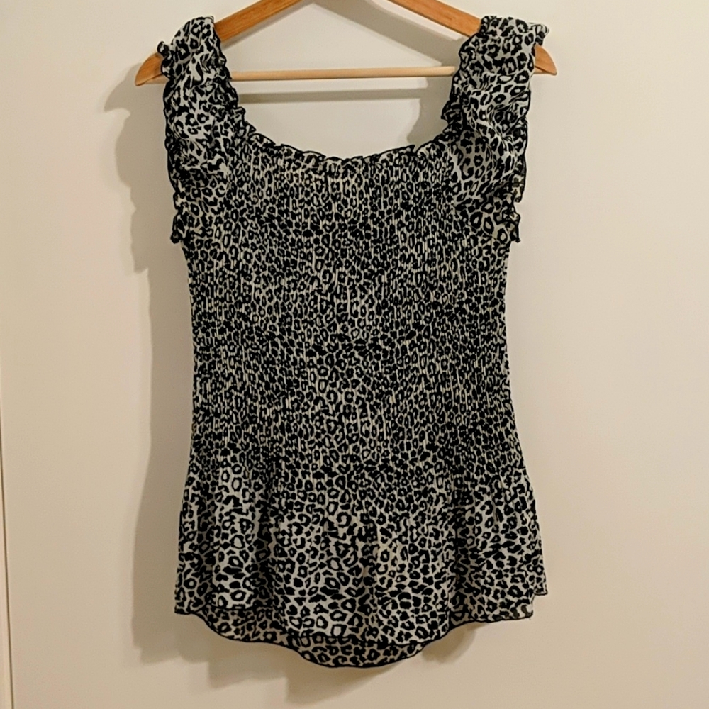 Cheetah Print Pleated Blouse